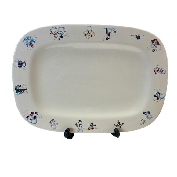 1999 Bath & Body Works Snowman Platter 14x10 Christmas Holiday Serving Tray - Picture 1 of 7